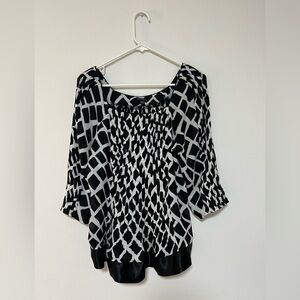 Piano Chic Black and White Square Neck Blouse